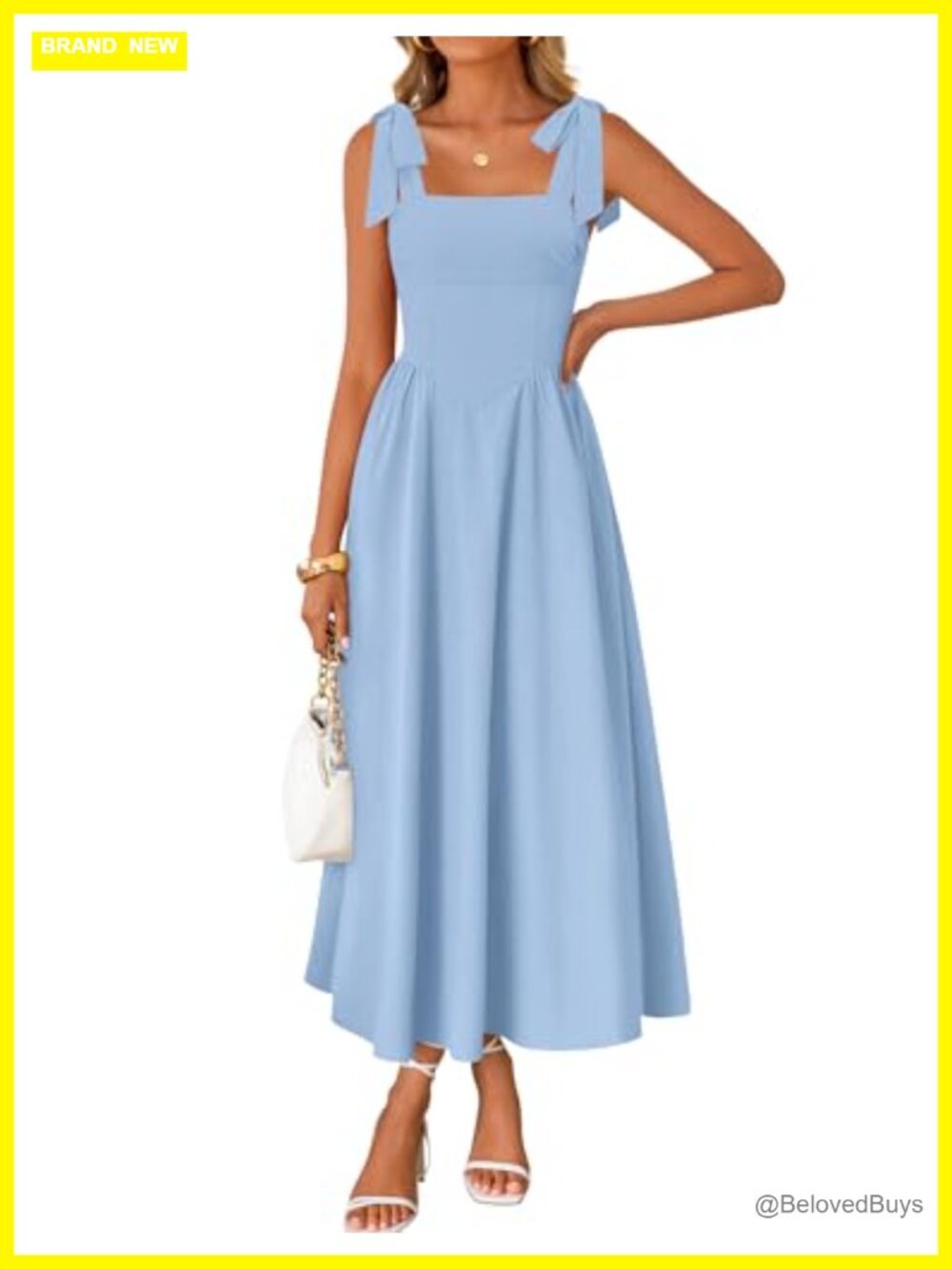 Women's Summer Tie Shoulder Maxi Dress Sleeveless Backless A-Line Wedding Guest